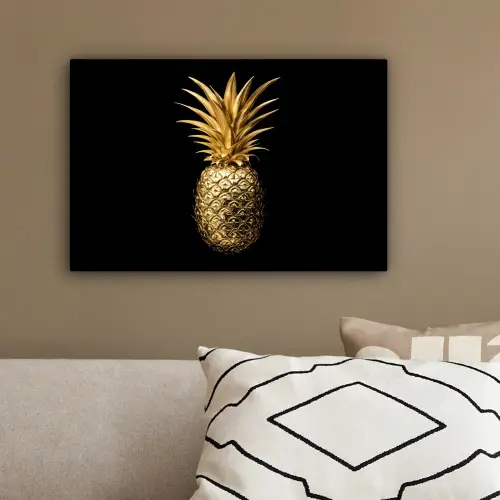 Ananas - Zwart - Goud - Luxe canvas 2cm klein -sfeer3