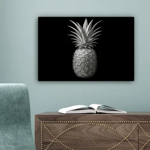 Ananas - Gedetailleerd - Bladeren canvas 2cm klein -sfeer4