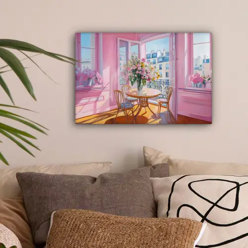 Pink - City - Bloemen canvas 2cm klein -sfeer1