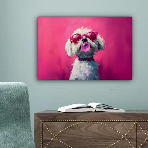 Pink - Hond - Bubbel canvas 2cm klein -sfeer4