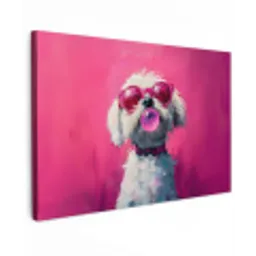 Pink - Hond - Bubbel canvas 2cm klein -z3d