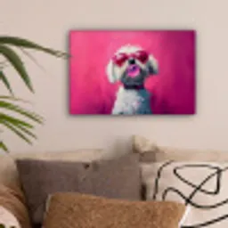 Pink - Hond - Bubbel canvas 2cm klein -sfeer1