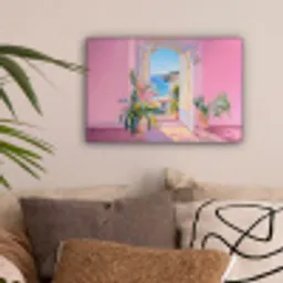 Roze - Buiten - Verf canvas 2cm klein -sfeer1