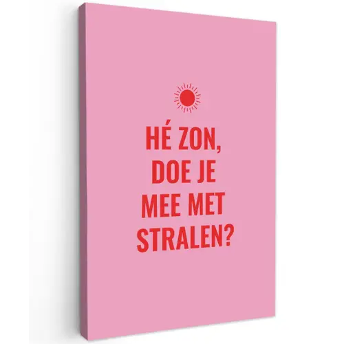Roze - Zon - Quote canvas 2cm klein -z3d