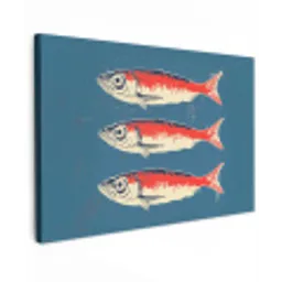 Vissen - Rood - Blauw canvas 2cm klein -z3d