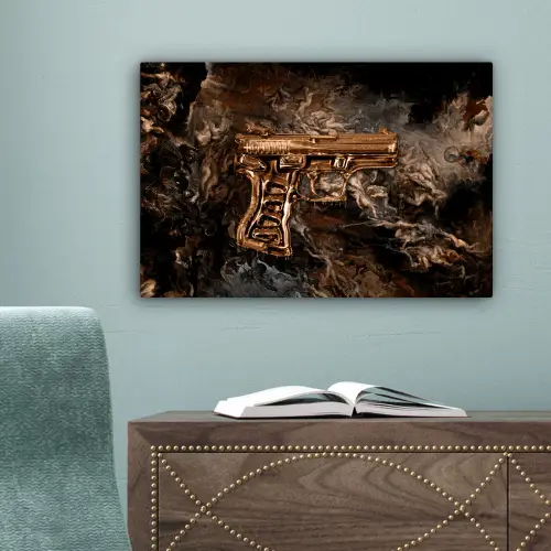 Pistool - Goud - Rook canvas 2cm klein -sfeer4