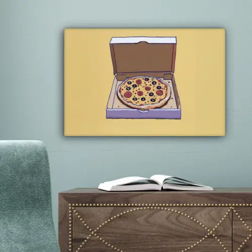 Pizza - Doos - Salami - Illustratie canvas 2cm klein -sfeer4