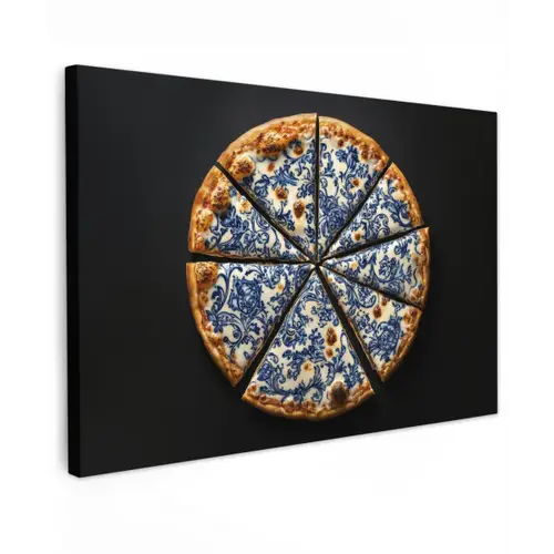 Pizza - Eten - Delftsblauw canvas 2cm klein -z3d