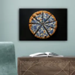 Pizza - Eten - Delftsblauw canvas 2cm klein -sfeer4