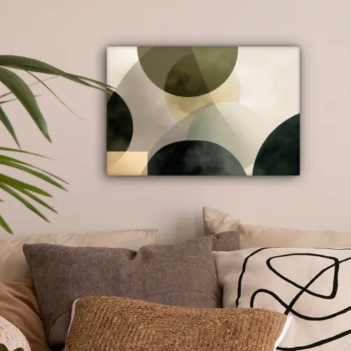 Vlakken - Abstract - Beige - Cirkels canvas 2cm klein -sfeer1