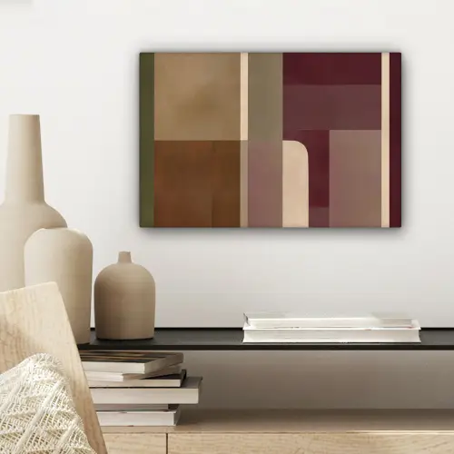 Vlakken - Abstract - Bordeaux - Lijnen canvas 2cm klein -sfeer6