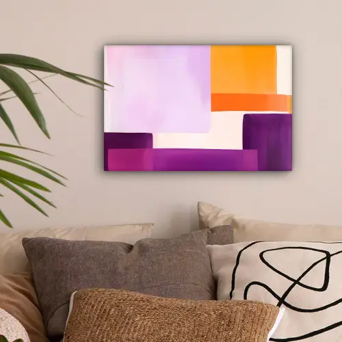 Vlakken - Abstract - Rechthoekig - Oranje canvas 2cm klein -sfeer1
