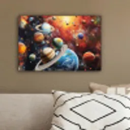 Planeten - Heelal - Neon - Ruimte canvas 2cm klein -sfeer3