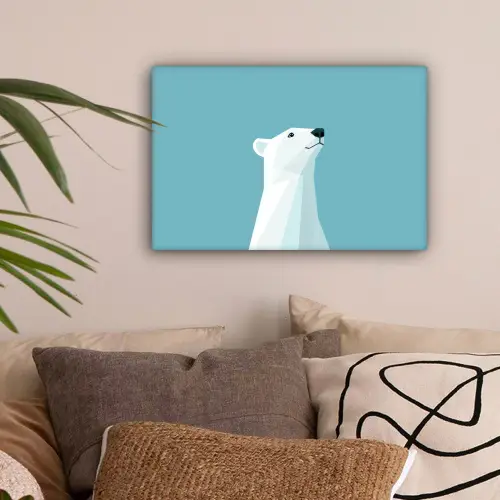 Ijsbeer - Lichtblauw - Minimalistisch canvas 2cm klein -sfeer1