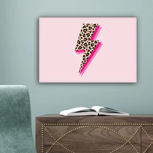Stippen - Roze - Bliksem canvas 2cm klein -sfeer4