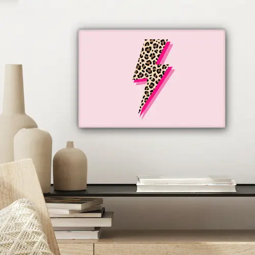 Stippen - Roze - Bliksem canvas 2cm klein -sfeer6