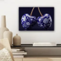 Porselein- Kersen - Delfts - Blauw canvas 2cm klein -sfeer6