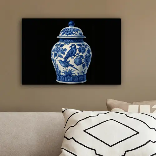 Pot - Delfts Blauw - Bloemen canvas 2cm klein -sfeer3