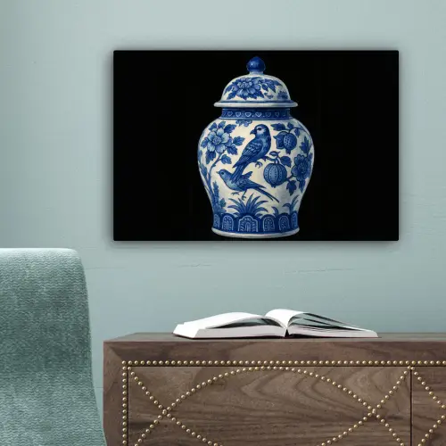 Pot - Delfts Blauw - Bloemen canvas 2cm klein -sfeer4