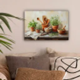 Potten - Kruiden - Hout canvas 2cm klein -sfeer1