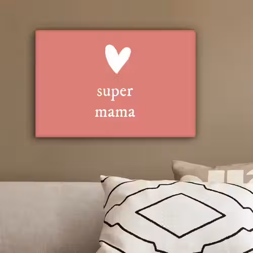 Presentje voor Moederdag super mama roze/wit canvas 2cm klein -sfeer3