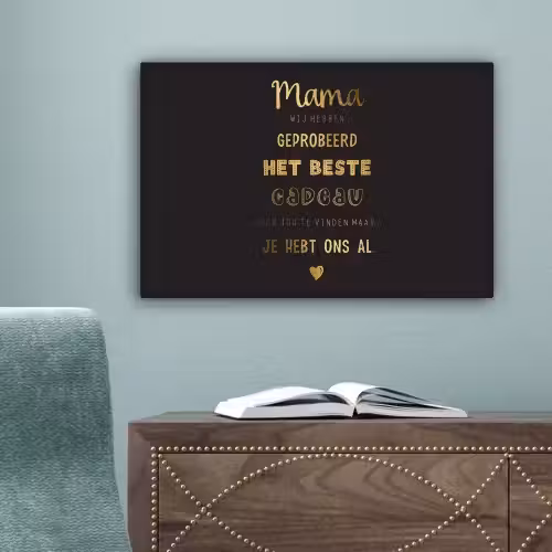 Spreuken - Quotes Mama Je Hebt Ons Al - Moeder - Moederdag cadeau voor mama - Goud canvas 2cm klein -sfeer4