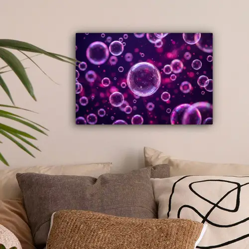 Paars - Bubbels - Schuim canvas 2cm klein -sfeer1