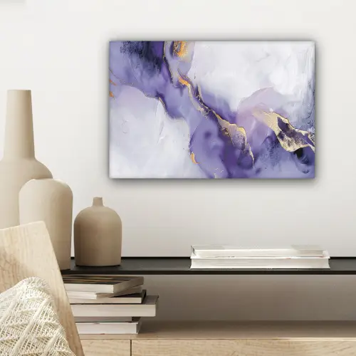Paars - Modern - Marmer - Abstract canvas 2cm klein -sfeer6