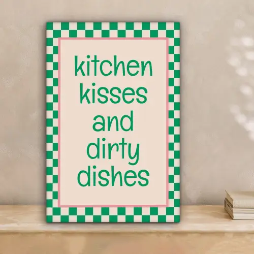 Quote - Groen - Geblokt - Keuken canvas 2cm klein -sfeer1