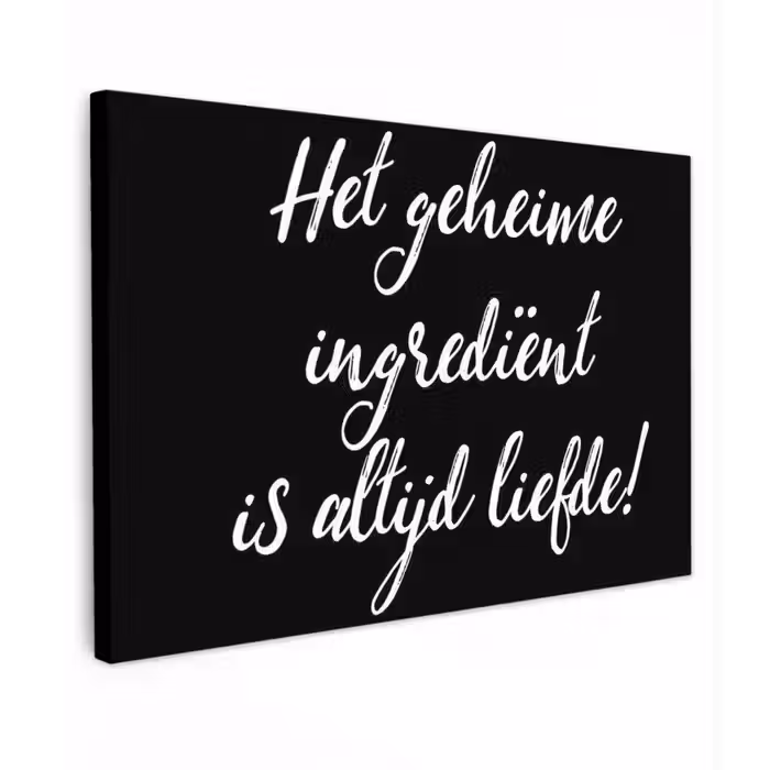 Quotes - Koken - Het geheime ingrediënt is altijd liefde! - Spreuken - Liefde canvas 2cm klein -z3d