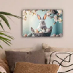 Konijn - Eieren - Mand canvas 2cm klein -sfeer1