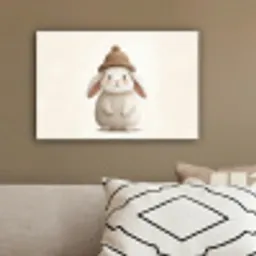 Konijn - Muts - Oren - Beige canvas 2cm klein -sfeer3