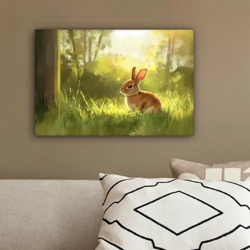 Konijn - Zonlicht - Bos canvas 2cm klein -sfeer3