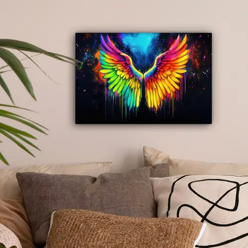 Regenboogkleuren - Vleugels - Magisch canvas 2cm klein -sfeer1