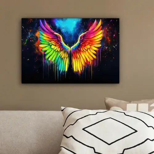 Regenboogkleuren - Vleugels - Magisch canvas 2cm klein -sfeer3