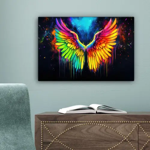 Regenboogkleuren - Vleugels - Magisch canvas 2cm klein -sfeer4