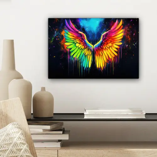 Regenboogkleuren - Vleugels - Magisch canvas 2cm klein -sfeer6
