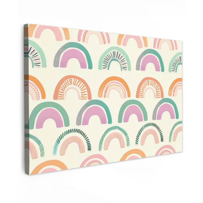 Regenboog - Zachte tinten - Strepen - Stippen canvas 2cm klein -z3d
