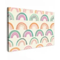 Regenboog - Zachte tinten - Strepen - Stippen canvas 2cm klein -z3d