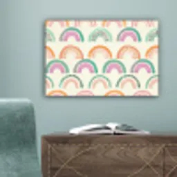 Regenboog - Zachte tinten - Strepen - Stippen canvas 2cm klein -sfeer4