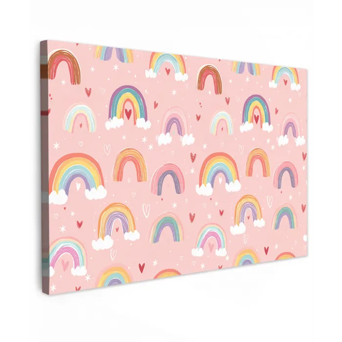 Regenboog - Patroon - Pastel - Handgetekend canvas 2cm klein -z3d
