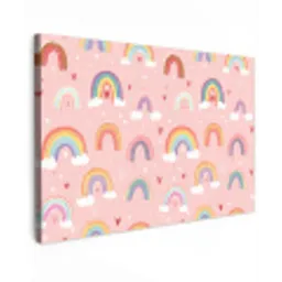 Regenboog - Patroon - Pastel - Handgetekend canvas 2cm klein -z3d