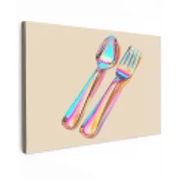 Regenboog - Lepel - Vork canvas 2cm klein -z3d
