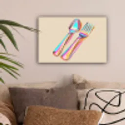 Regenboog - Lepel - Vork canvas 2cm klein -sfeer1