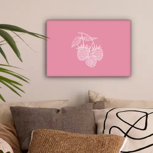 Frambozen - Steel - Getekend - Roze canvas 2cm klein -sfeer1