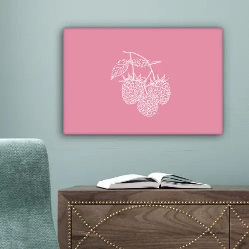 Frambozen - Steel - Getekend - Roze canvas 2cm klein -sfeer4