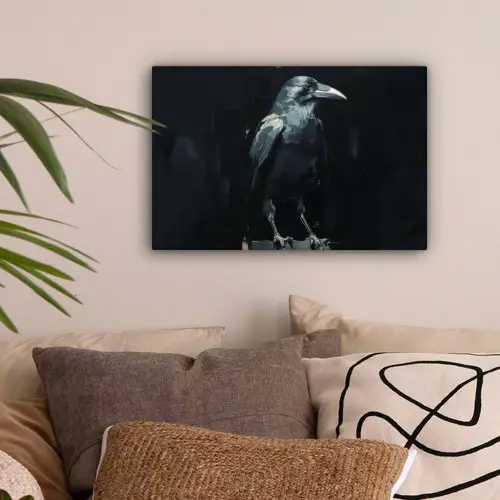 Raaf - Vogels - Zwart canvas 2cm klein -sfeer1