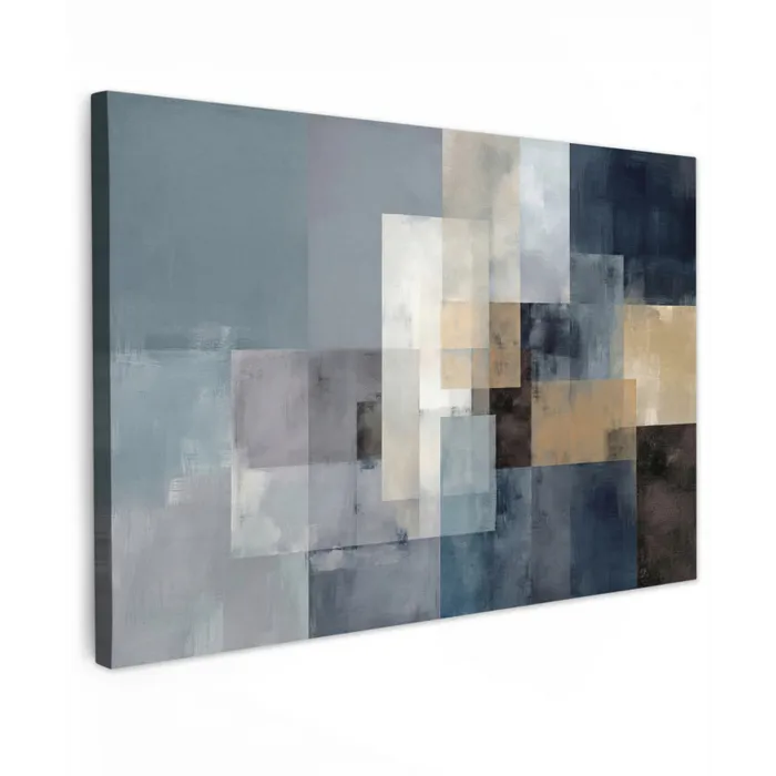 Rechthoeken - Abstract - Blauw canvas 2cm klein -z3d