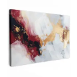 Rood - Abstract - Goud - Modern canvas 2cm klein -z3d