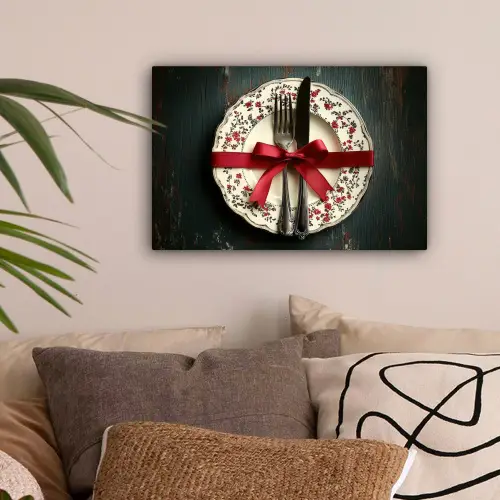 Rood - Strik - Bestek canvas 2cm klein -sfeer1